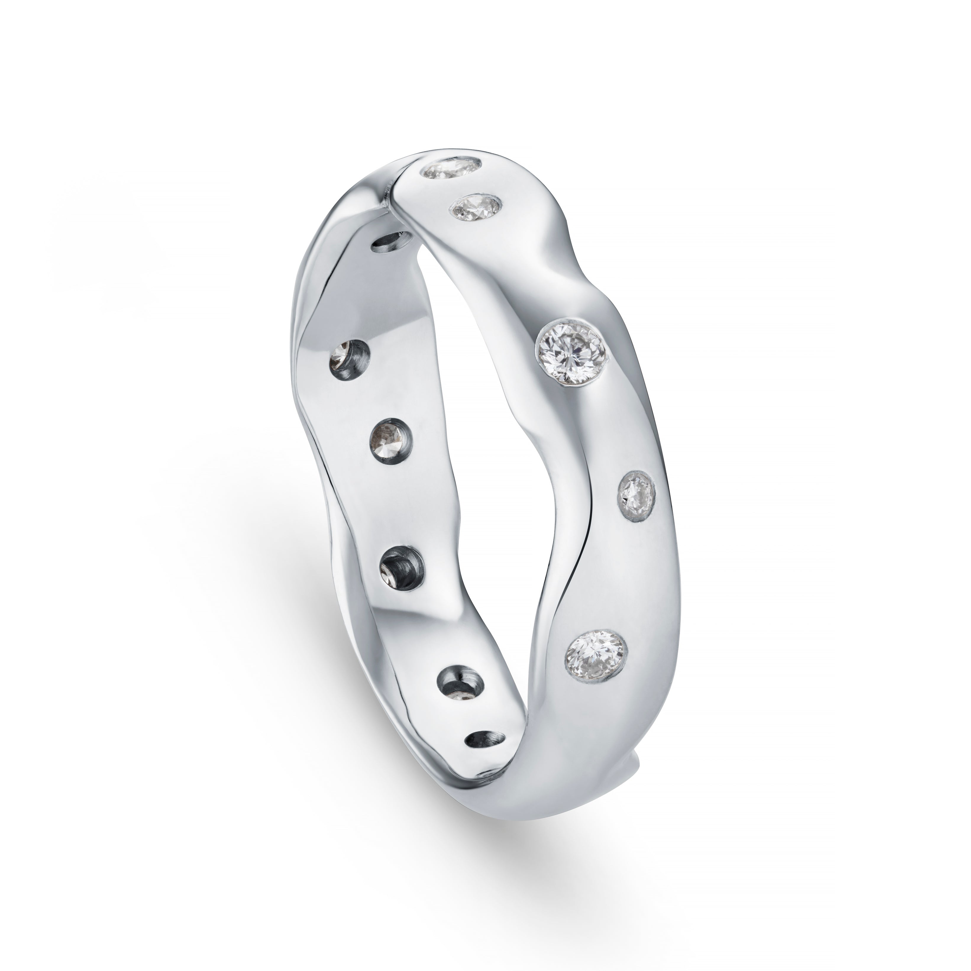 Carved Platinum Diamond Eternity Ring
