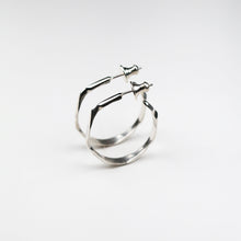 Carved Silver Medium Hoops