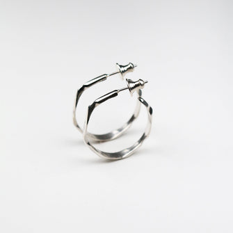 Carved Silver Medium Hoops