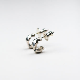 Carved Silver Tiny Hoops