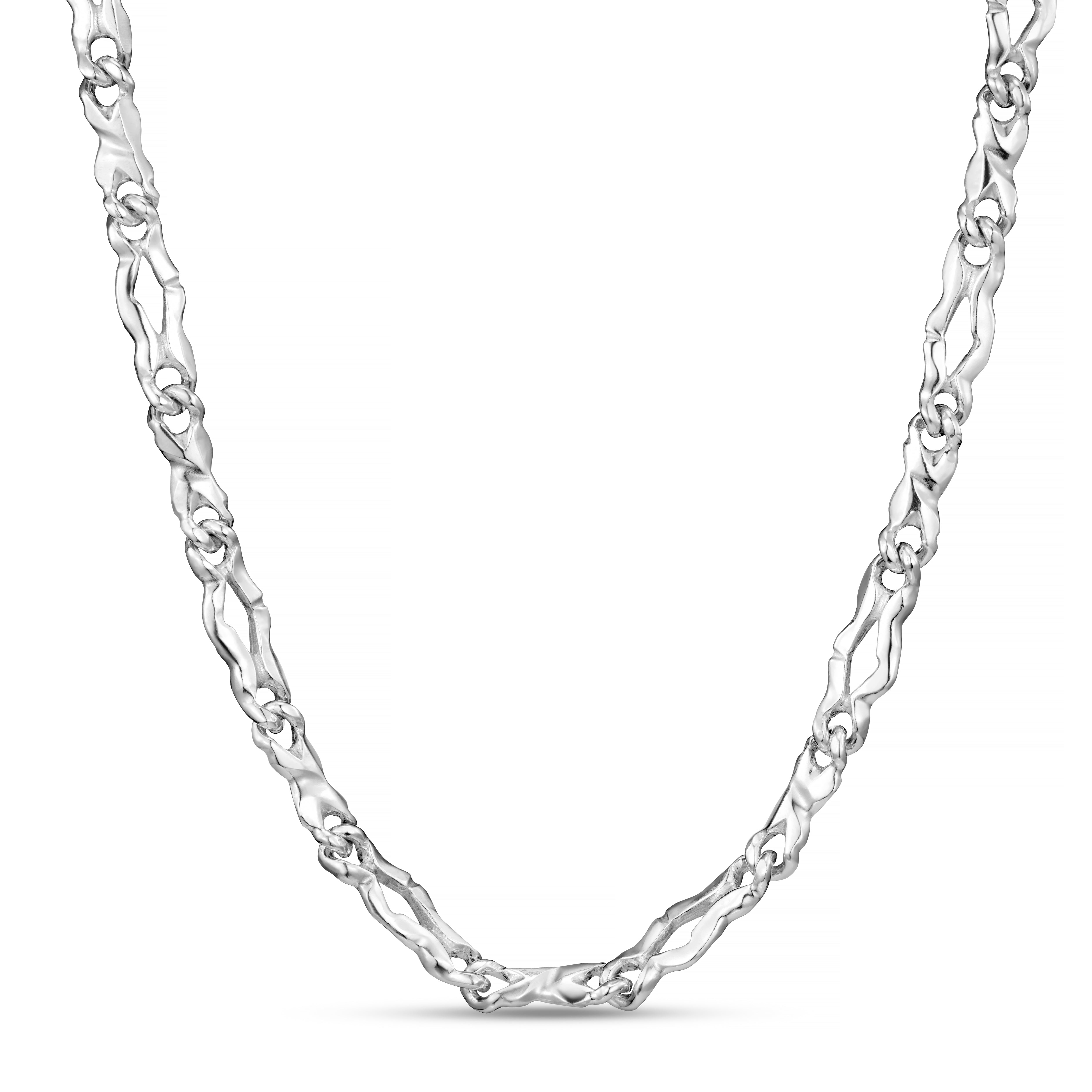 Carved Silver Twin Link Necklace