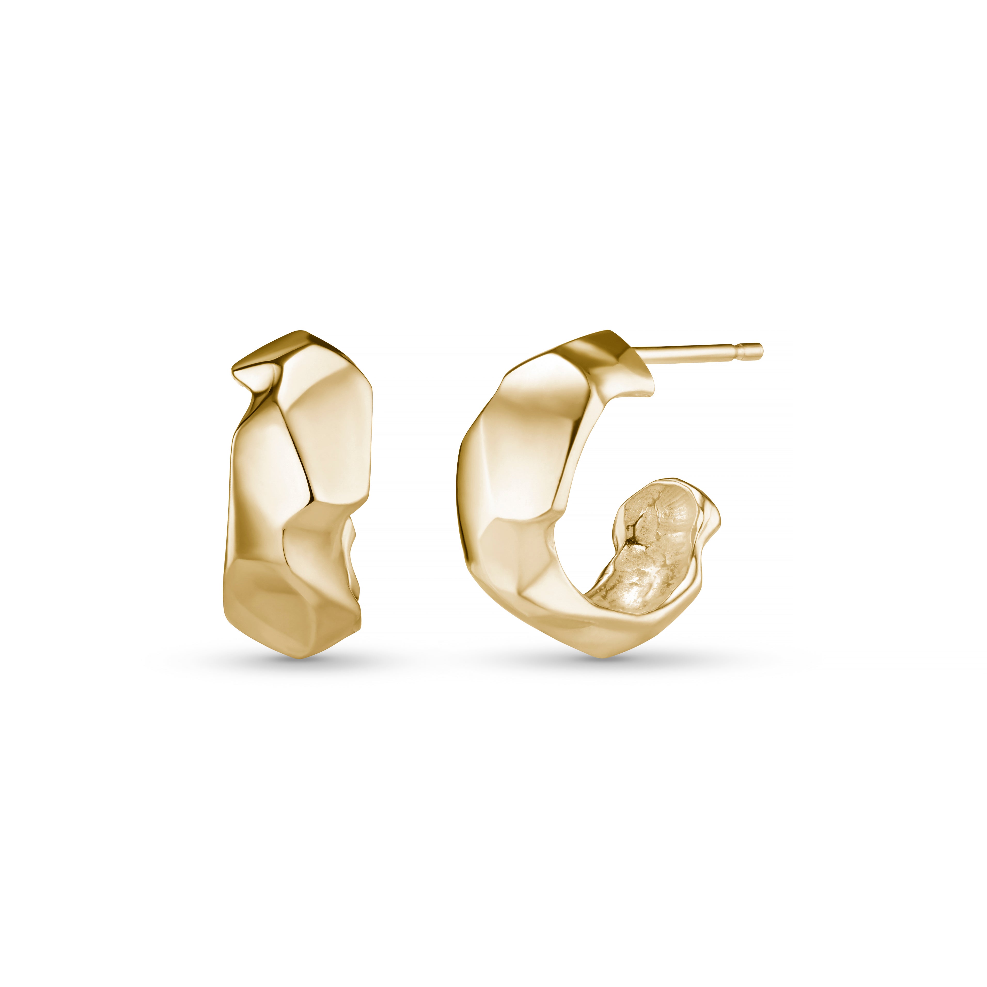 Carved 9ct Gold Wide Hoop Earrings