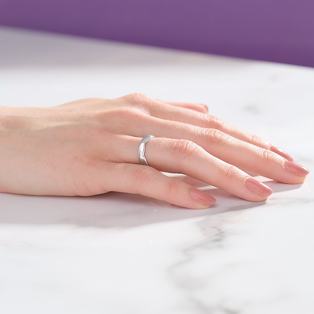 Carved Platinum 4mm Ring