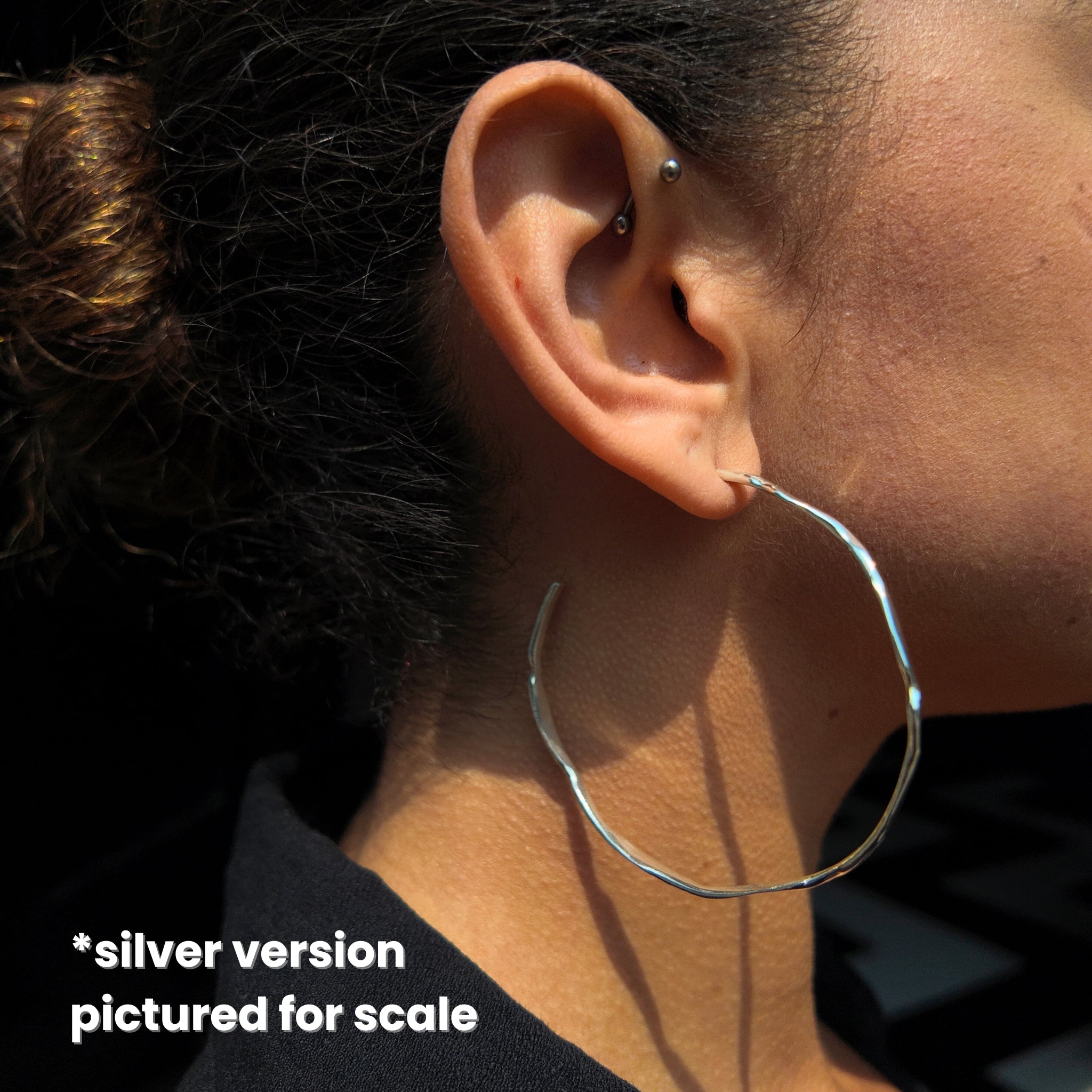 Carved Large 9ct Gold Hoop Earrings