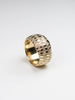 Chequered 9ct Yellow Gold Curved Ring