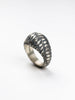 Chequered Oxidised Silver Bombé Ring