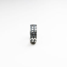 Chequered Oxidised Silver Square Ring
