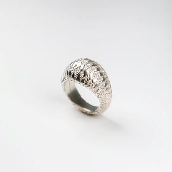 Chequered Silver Bombé Ring