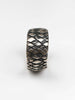 Chequered Silver Curved Ring