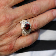 Hoye Division Silver Garnet Signet Ring