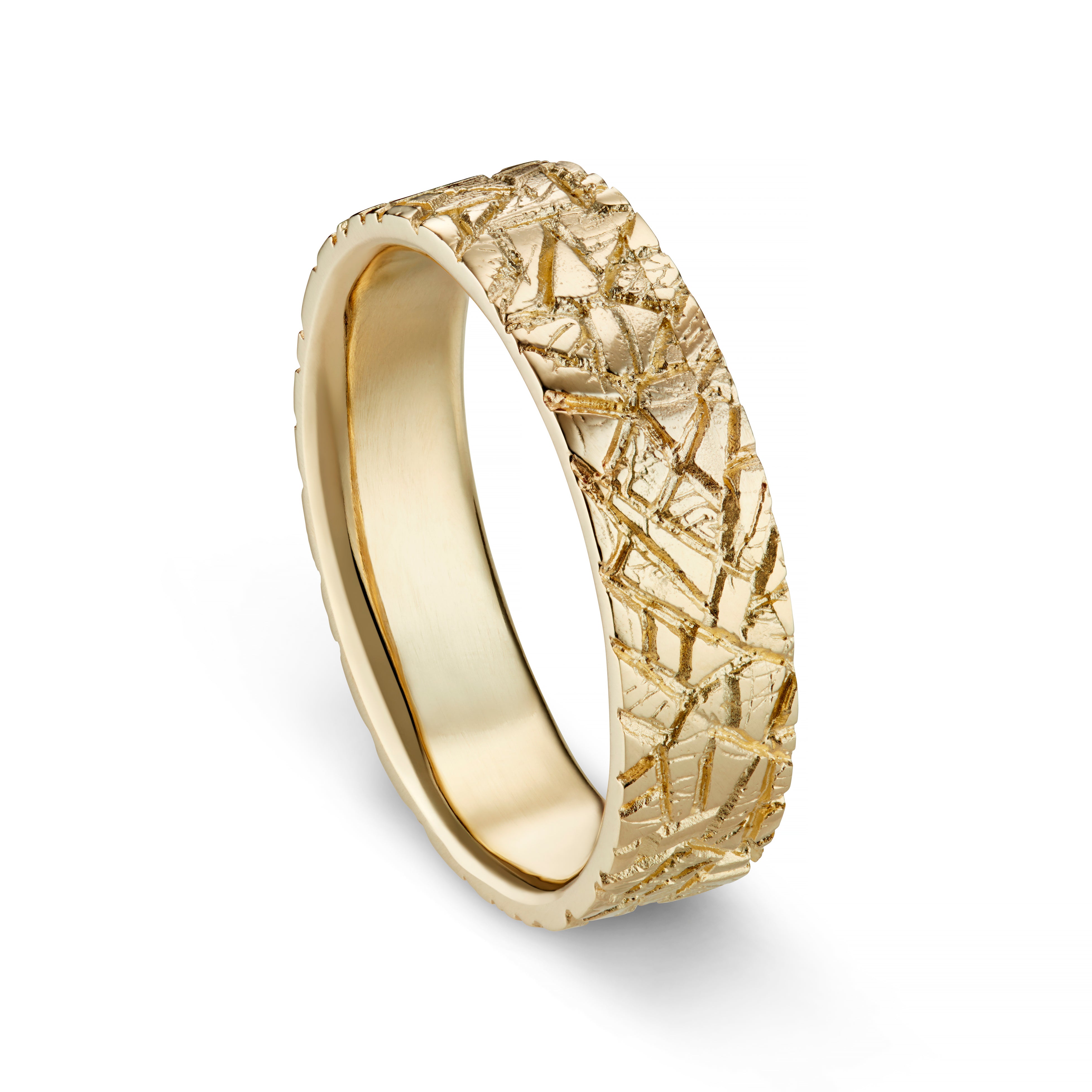 Crazy Paving 6mm Gold Ring