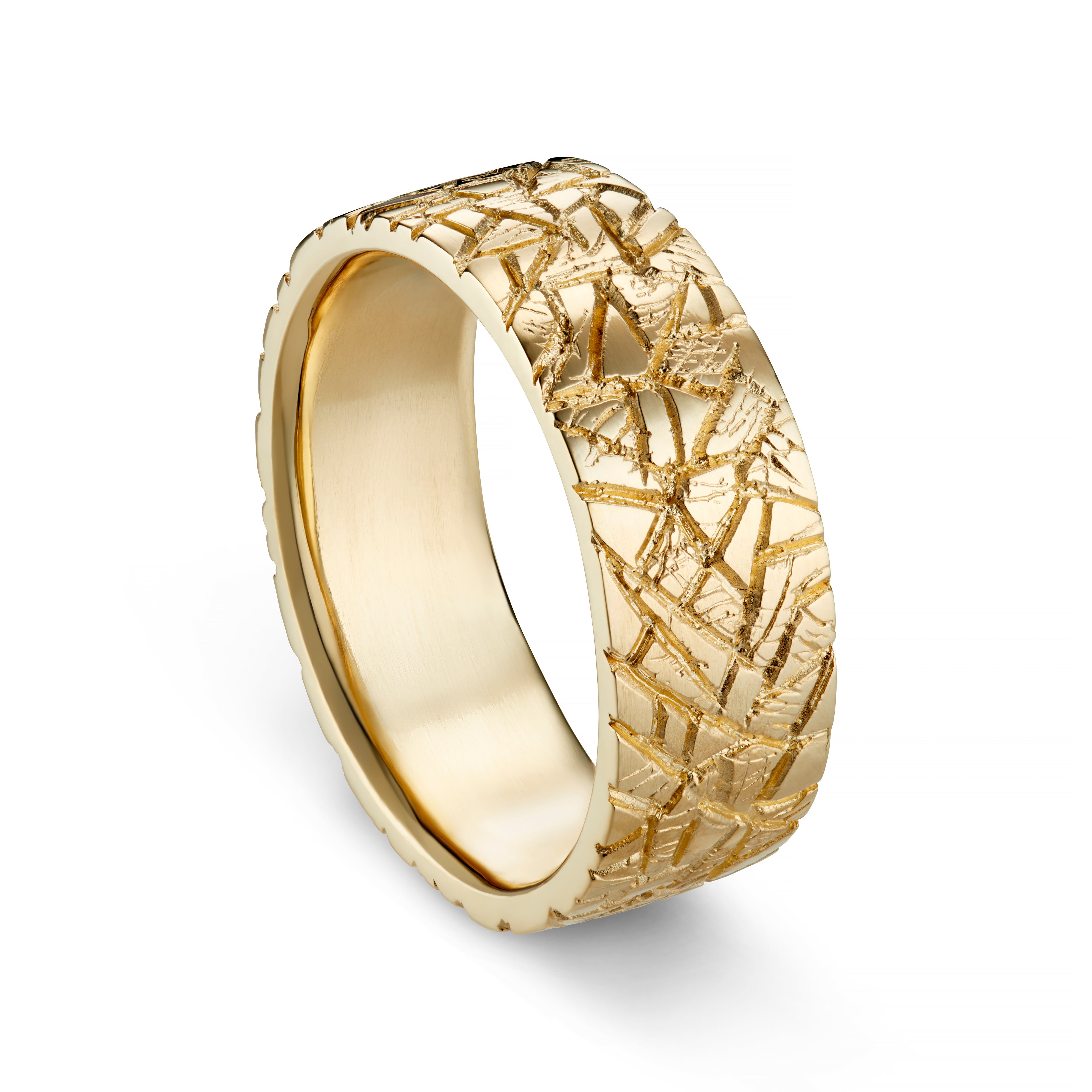 Crazy Paving 8mm Gold Ring
