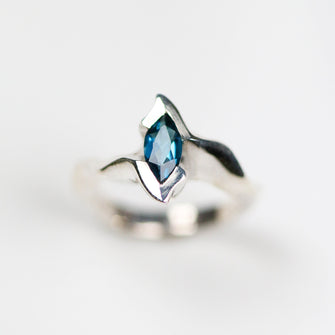 Electra Silver Ring with Marquise London Blue Topaz