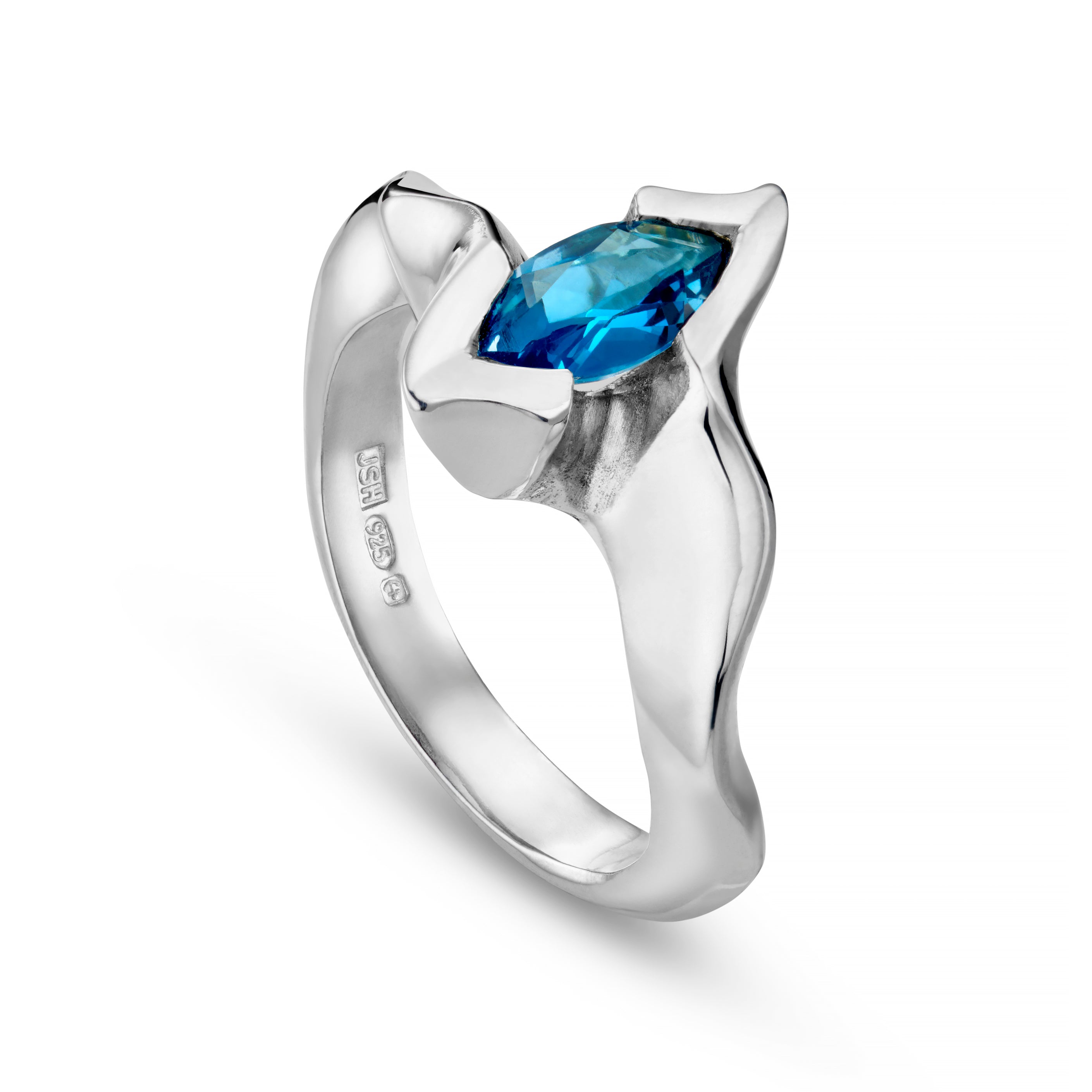 Silver Blue Topaz ring from the Electra collection on a white background
