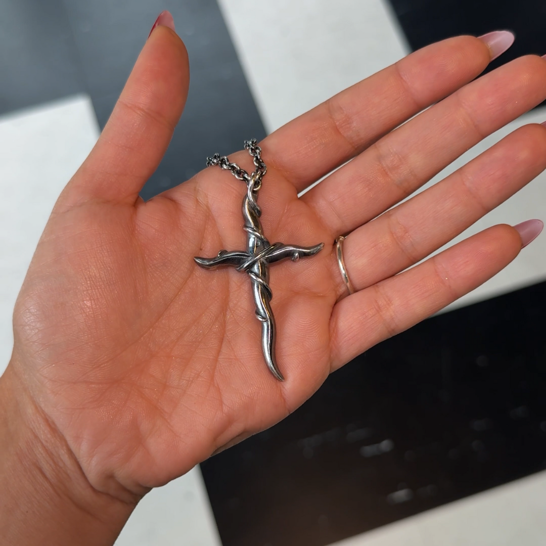 Entwine Silver Large Cross Necklace