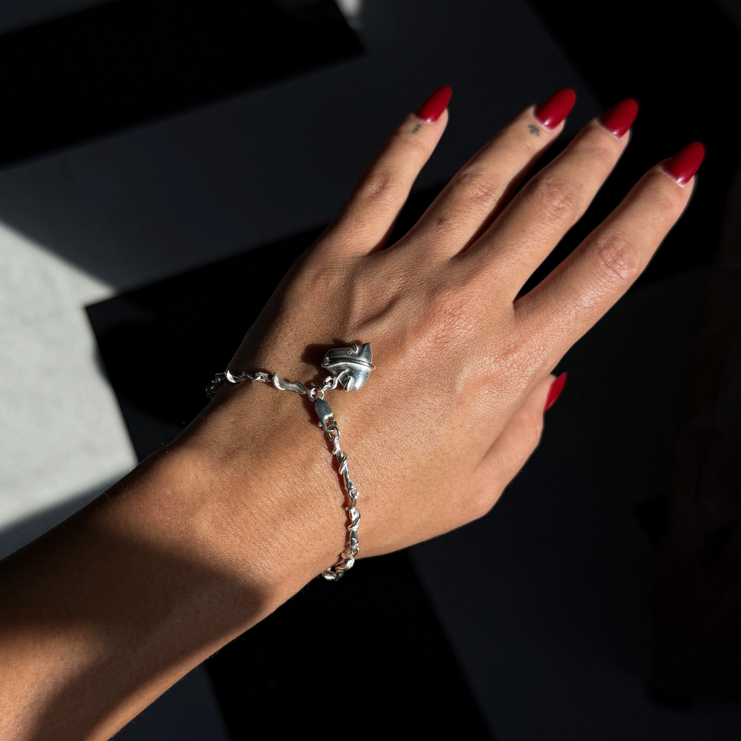 Entwine Silver Link Bracelet with Heart Charm