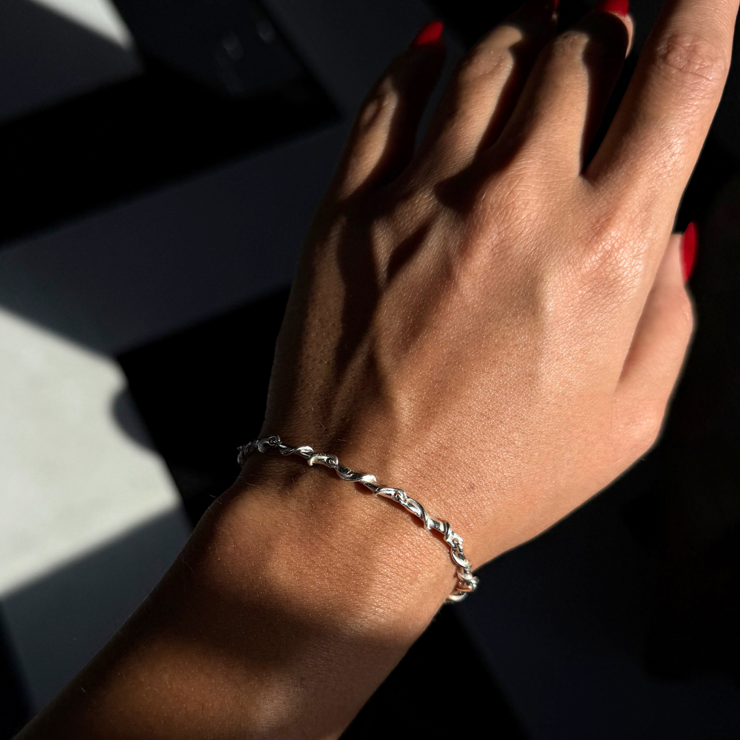 Entwine Silver Link Bracelet with Heart Charm