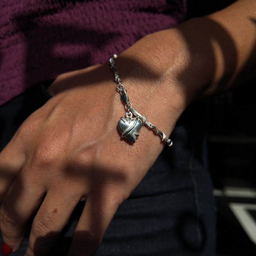 Entwine Silver Link Bracelet with Heart Charm