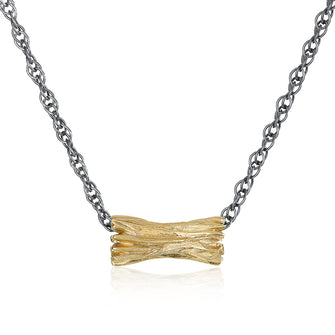 Forest Gold Plated Cylinder Oxidised Necklace