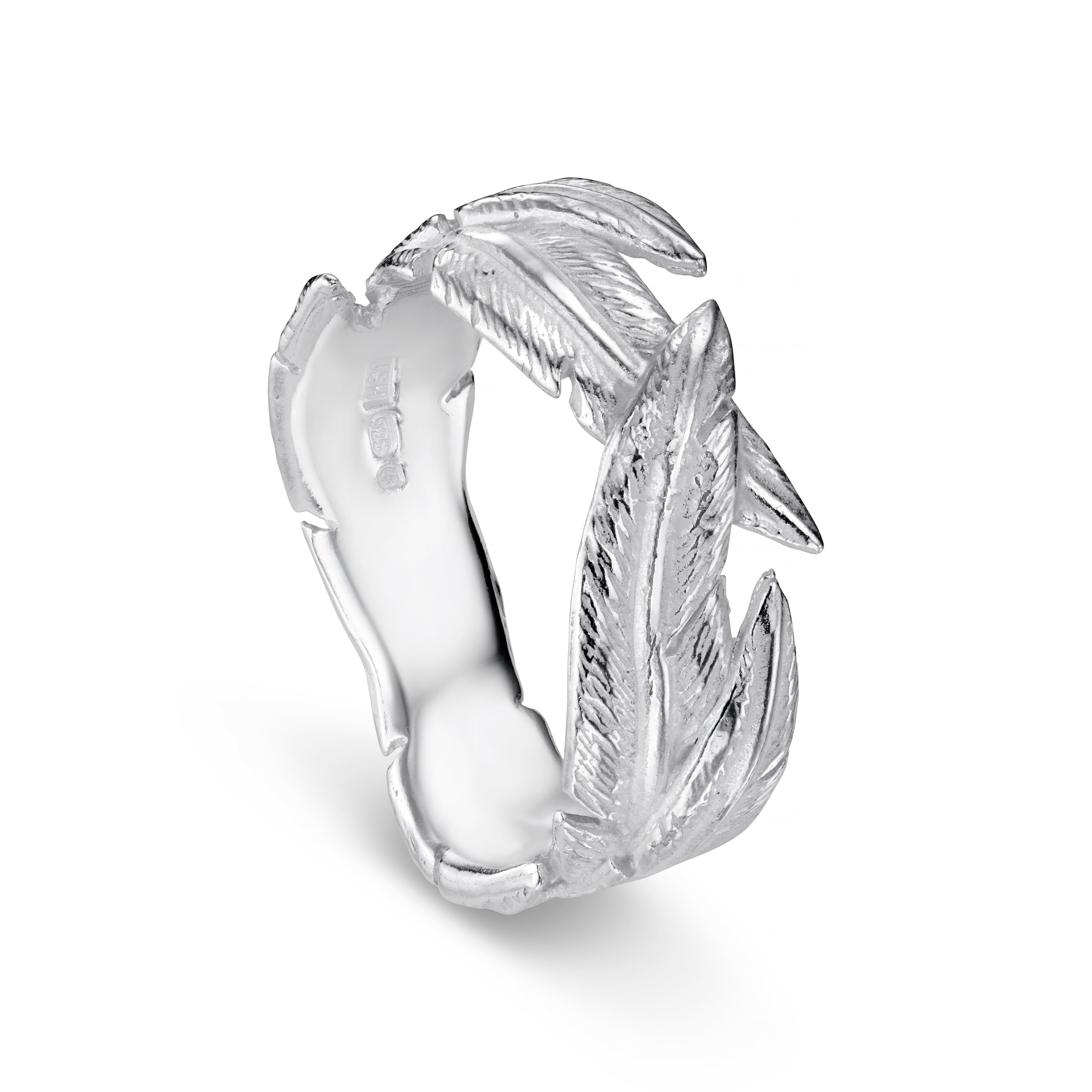 Feather Silver Crossover Ring
