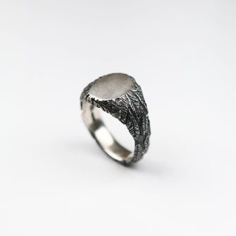Feather Silver Signet Ring