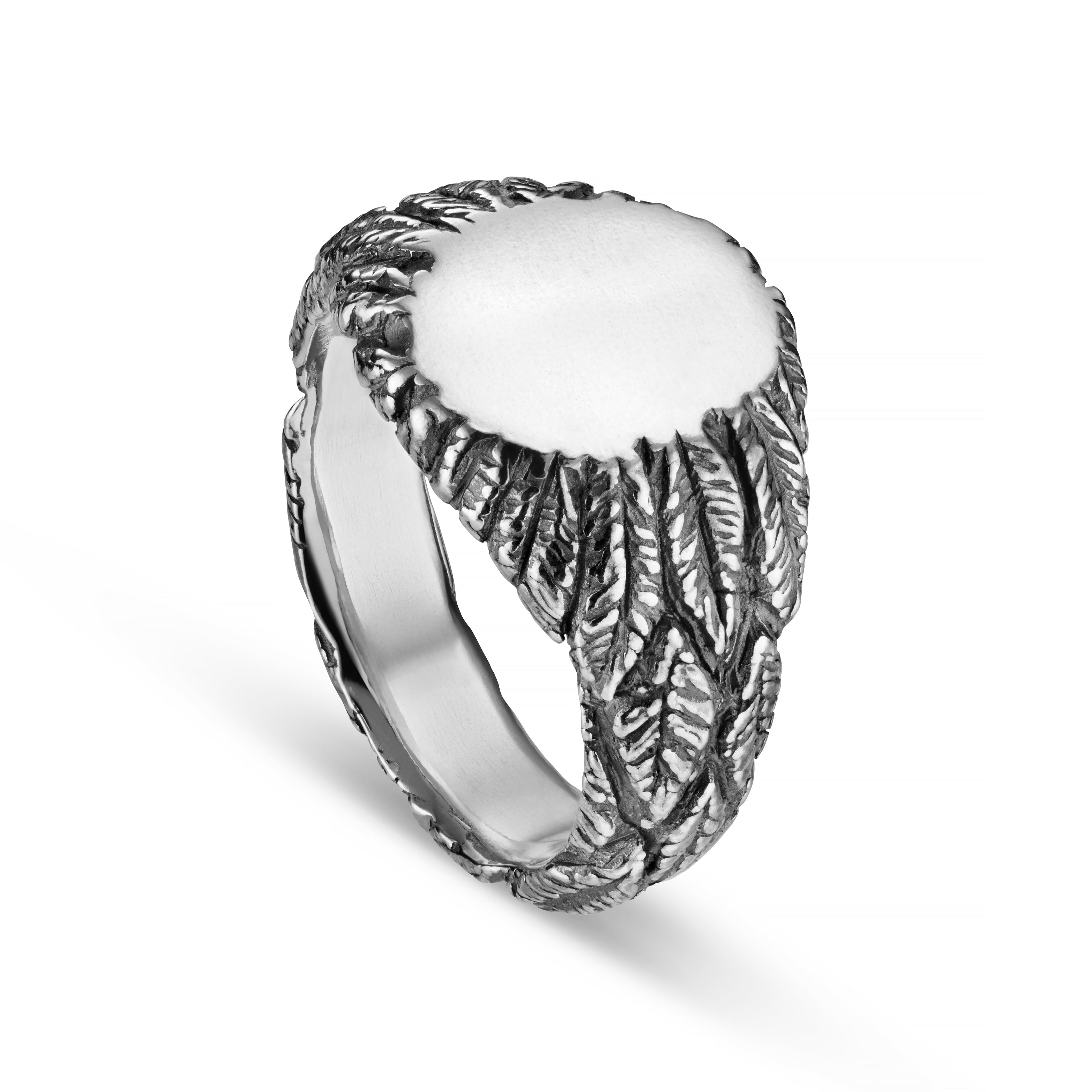 Feather Silver Signet Ring