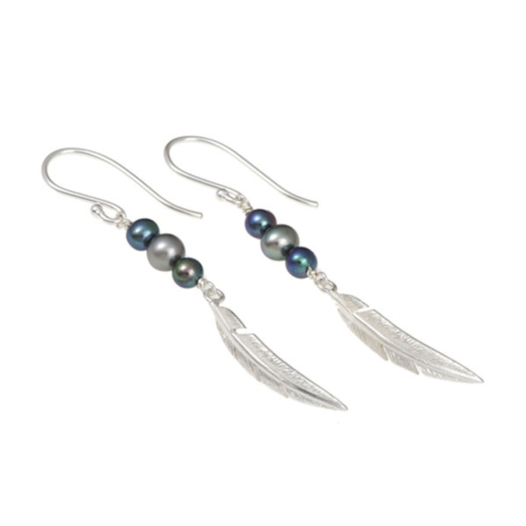 Feather peacock drop earrings