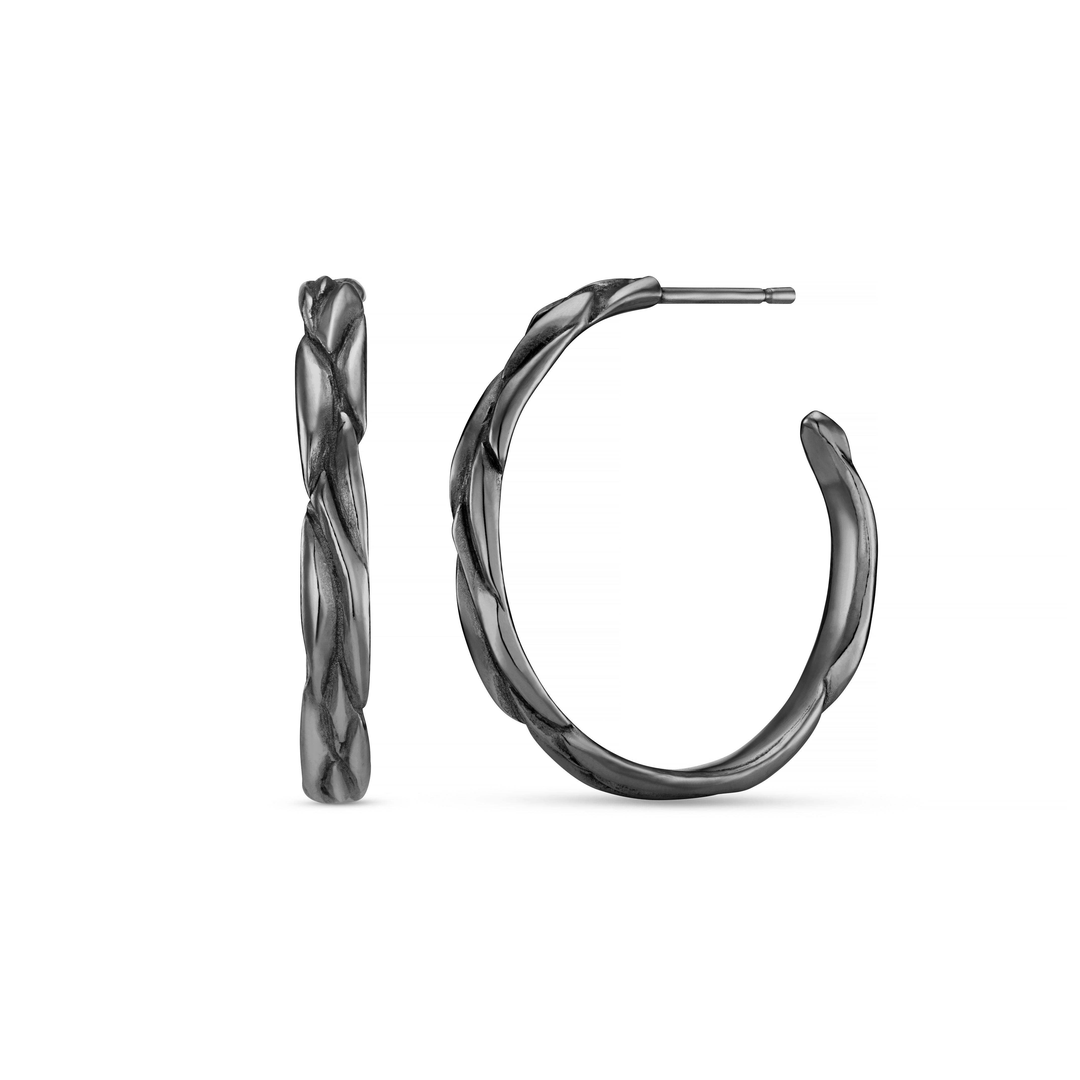 Forest Silver Medium Hoop Earrings