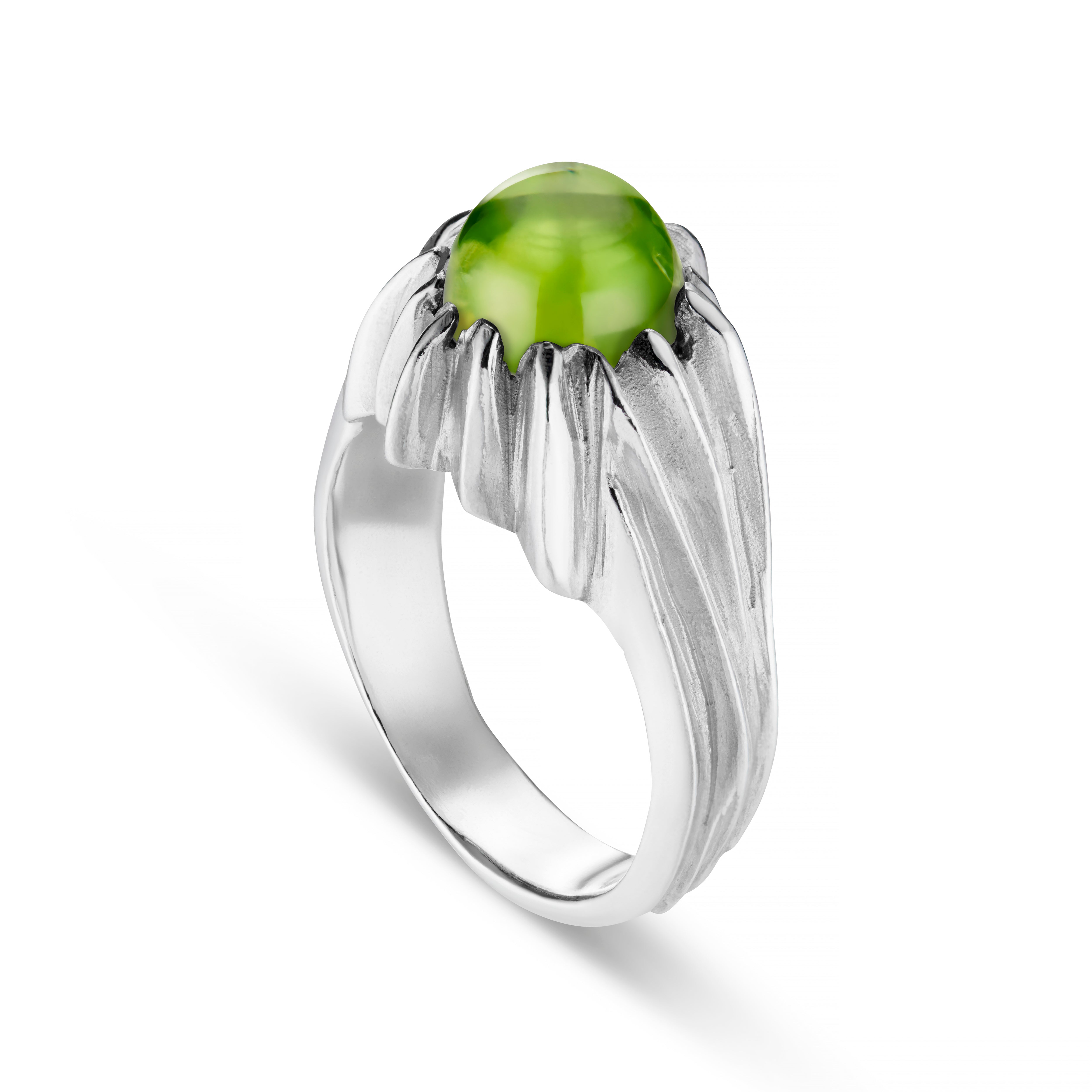 Forest Silver Round Gemstone Ring