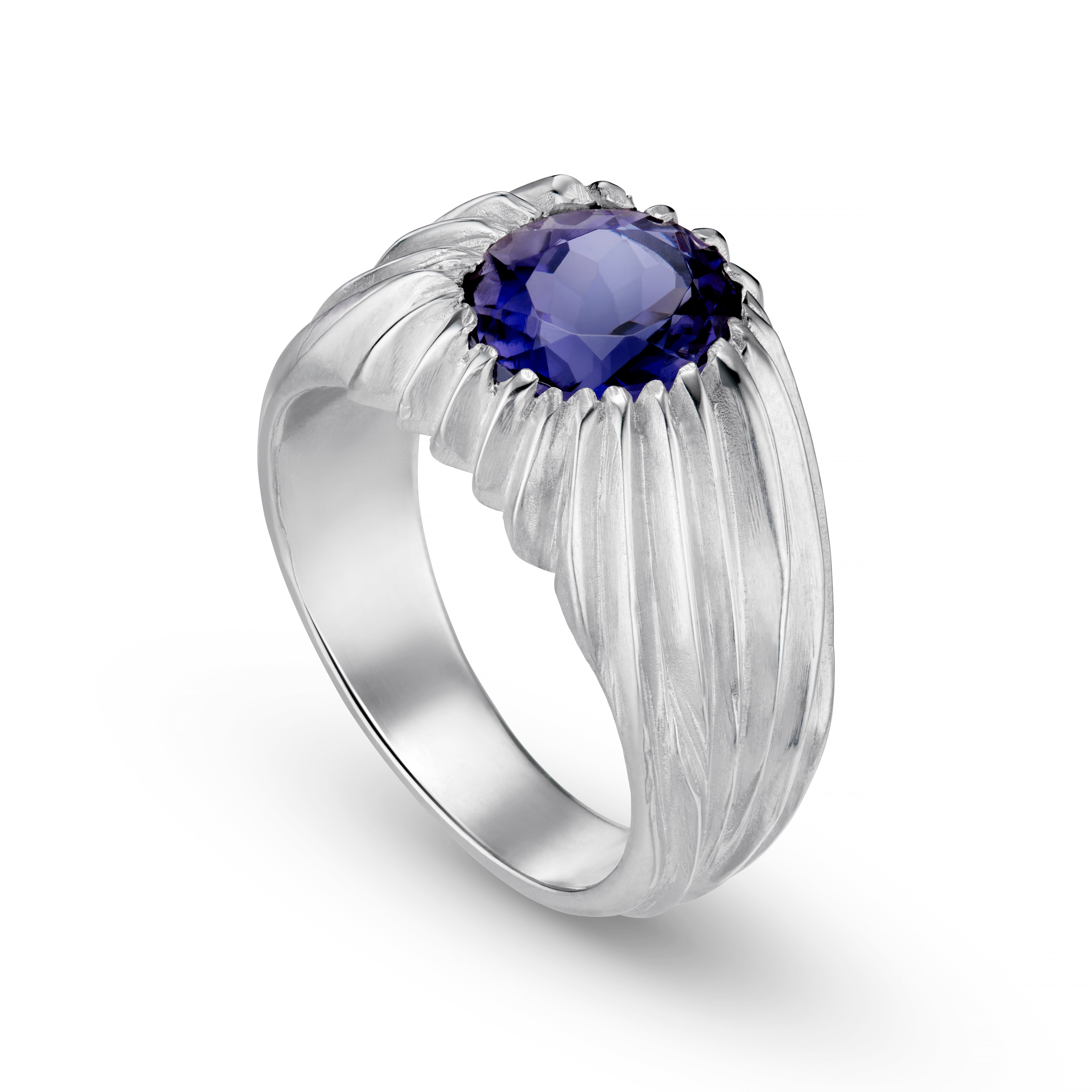 Forest Silver Oval Gemstone Ring