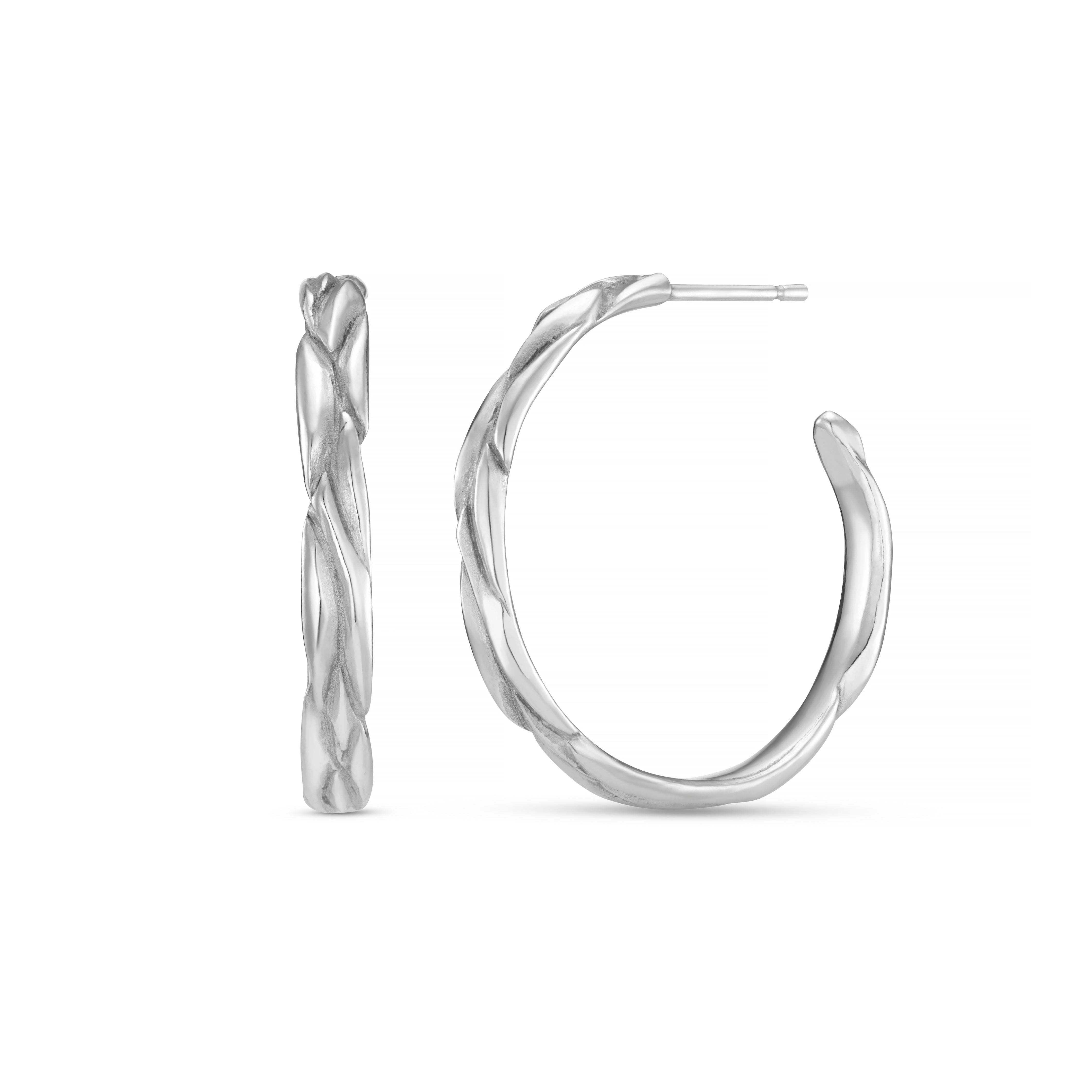 Forest Silver Medium Hoop Earrings
