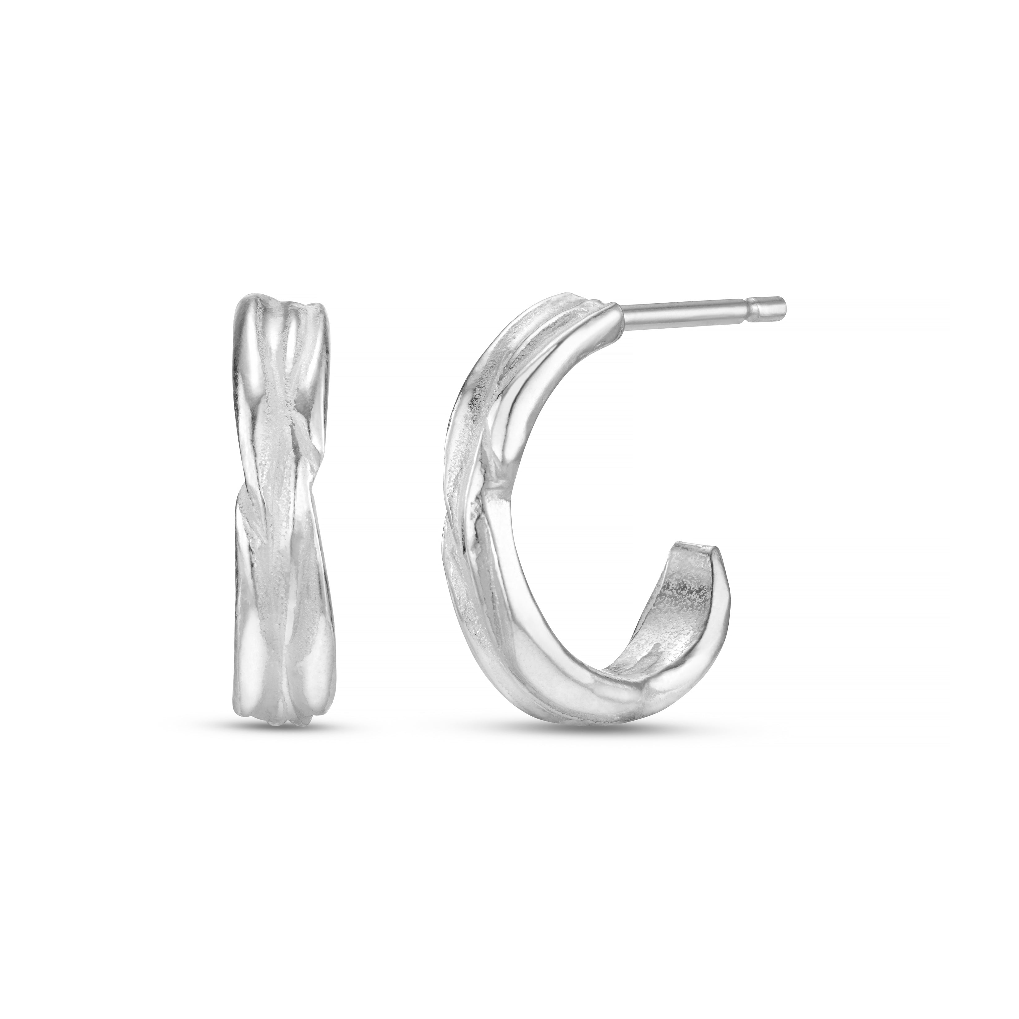 Forest Silver Small Hoops