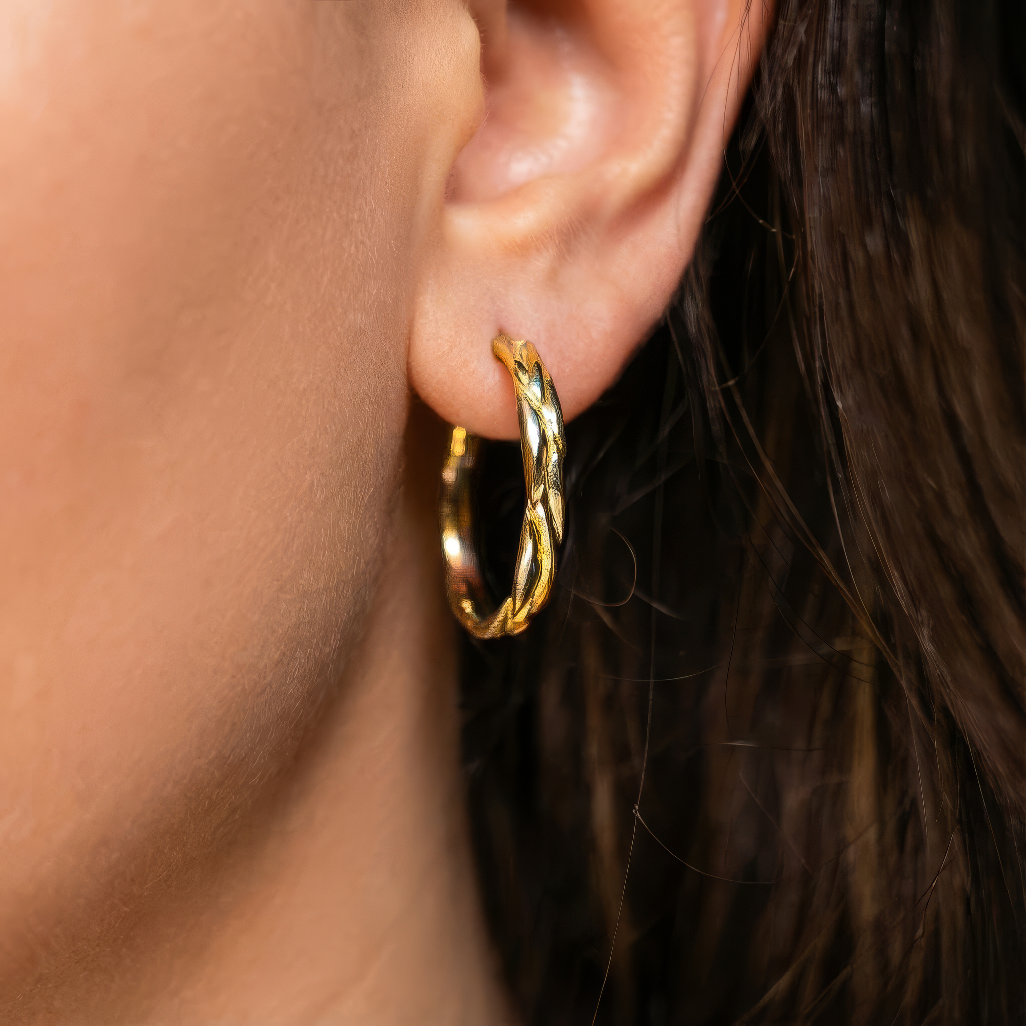 Forest 9ct Gold Medium Hoop Earrings