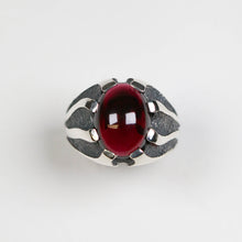 Libertine Silver Heavy Stone Set Garnet Ring