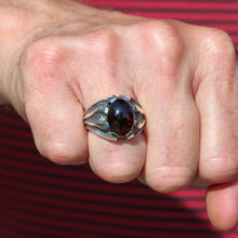 Libertine Silver Heavy Stone Set Garnet Ring