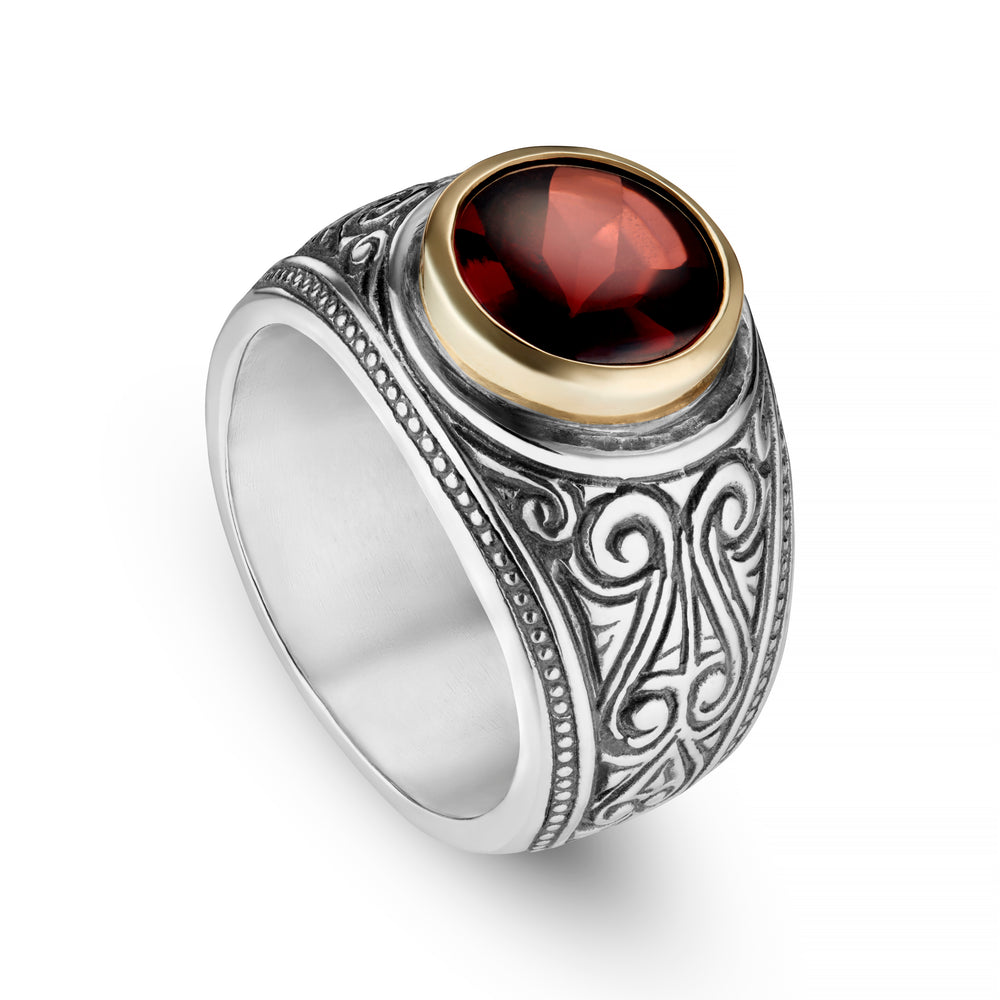 Hoye Division Silver Garnet Signet Ring