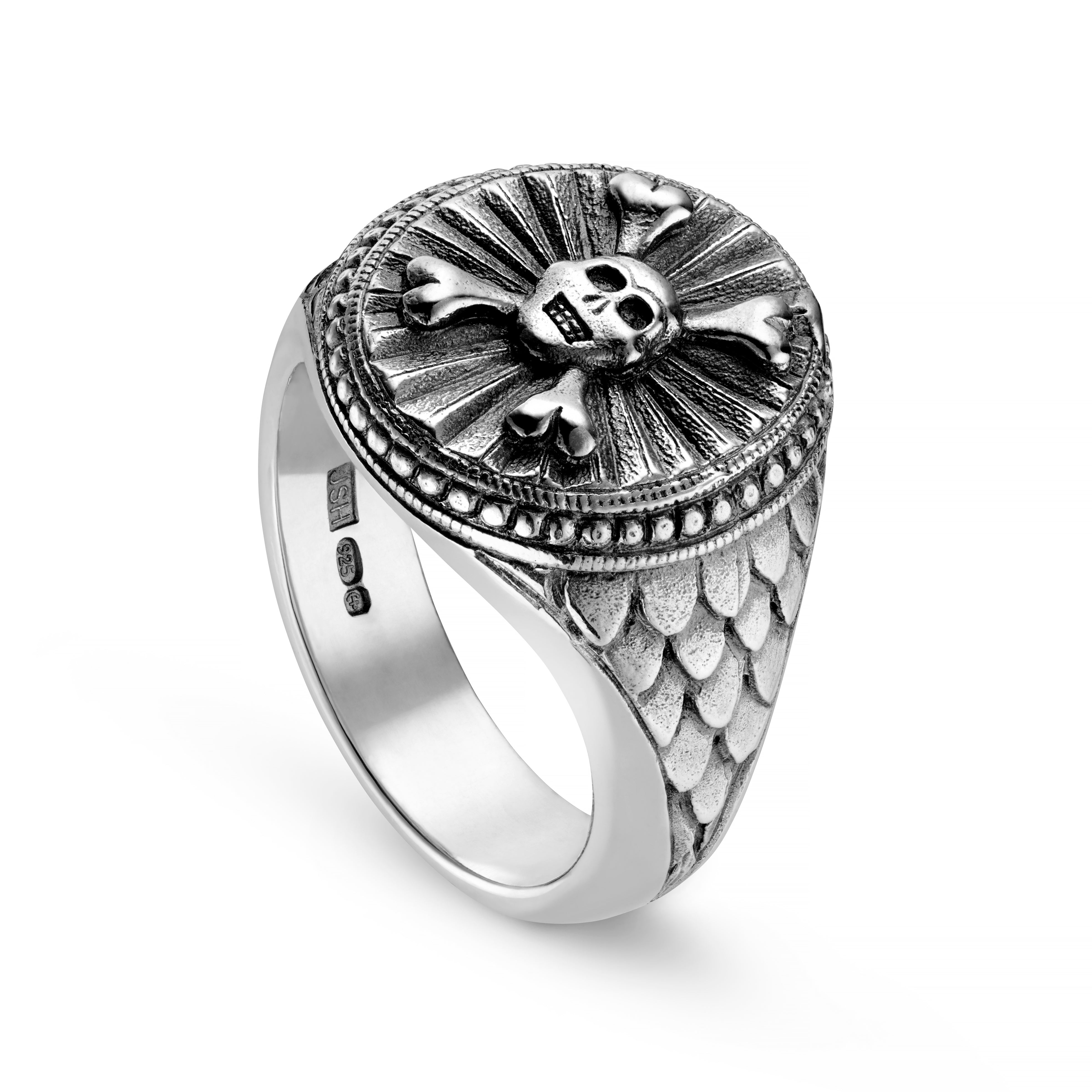 Hoye Division Silver Skull & Crossbones Signet Ring