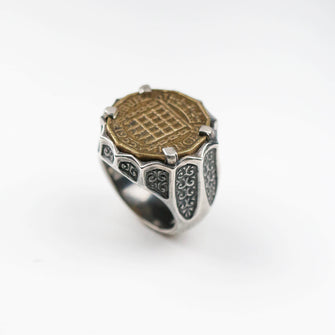 Hoye Division Silver Large Three Penny Bit Signet Ring