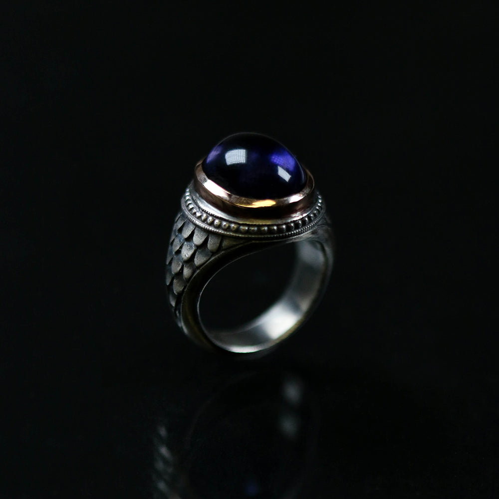 Fish Scale Amethyst Signet Ring | Jeremy Hoye Jewellery
