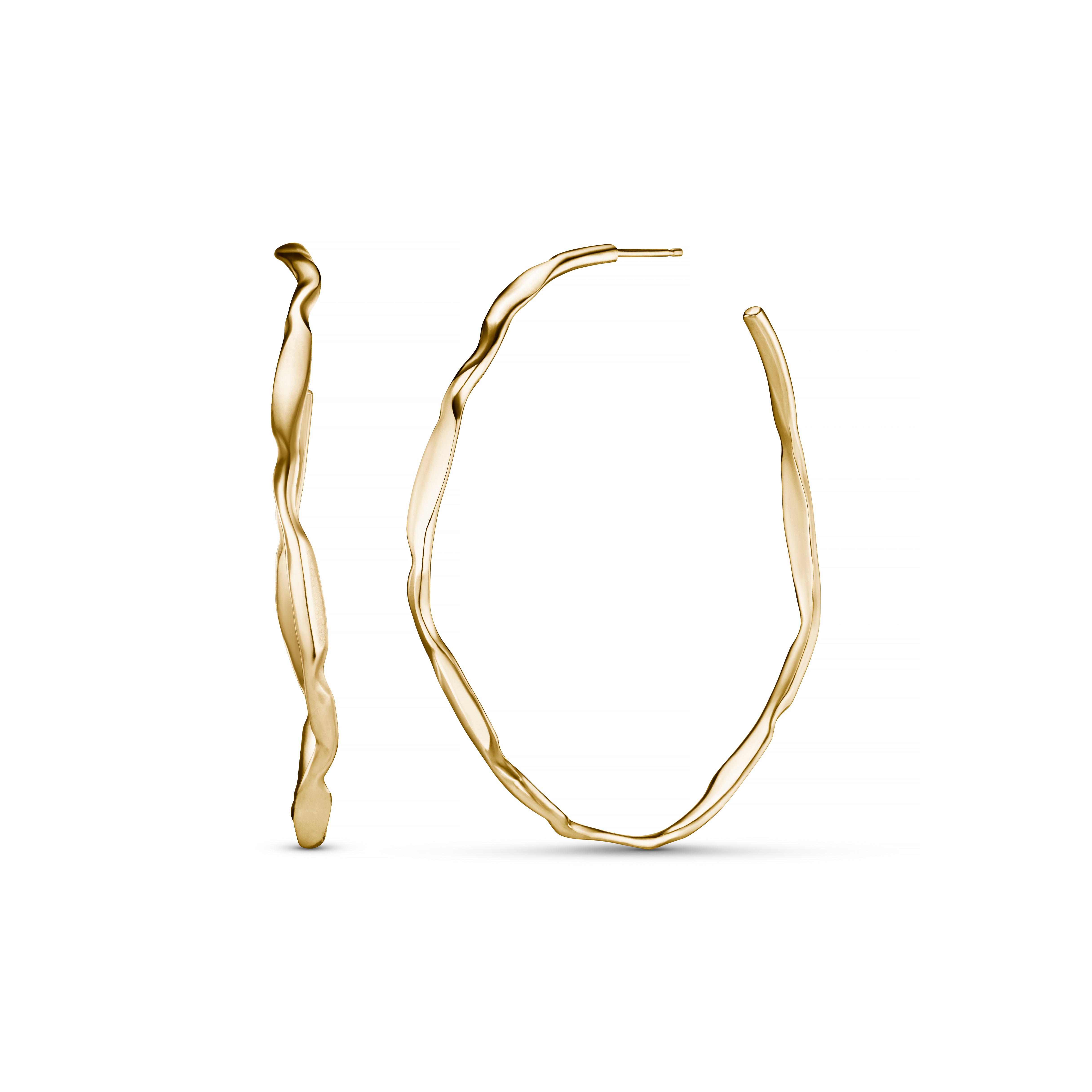 Carved Large 9ct Gold Hoop Earrings