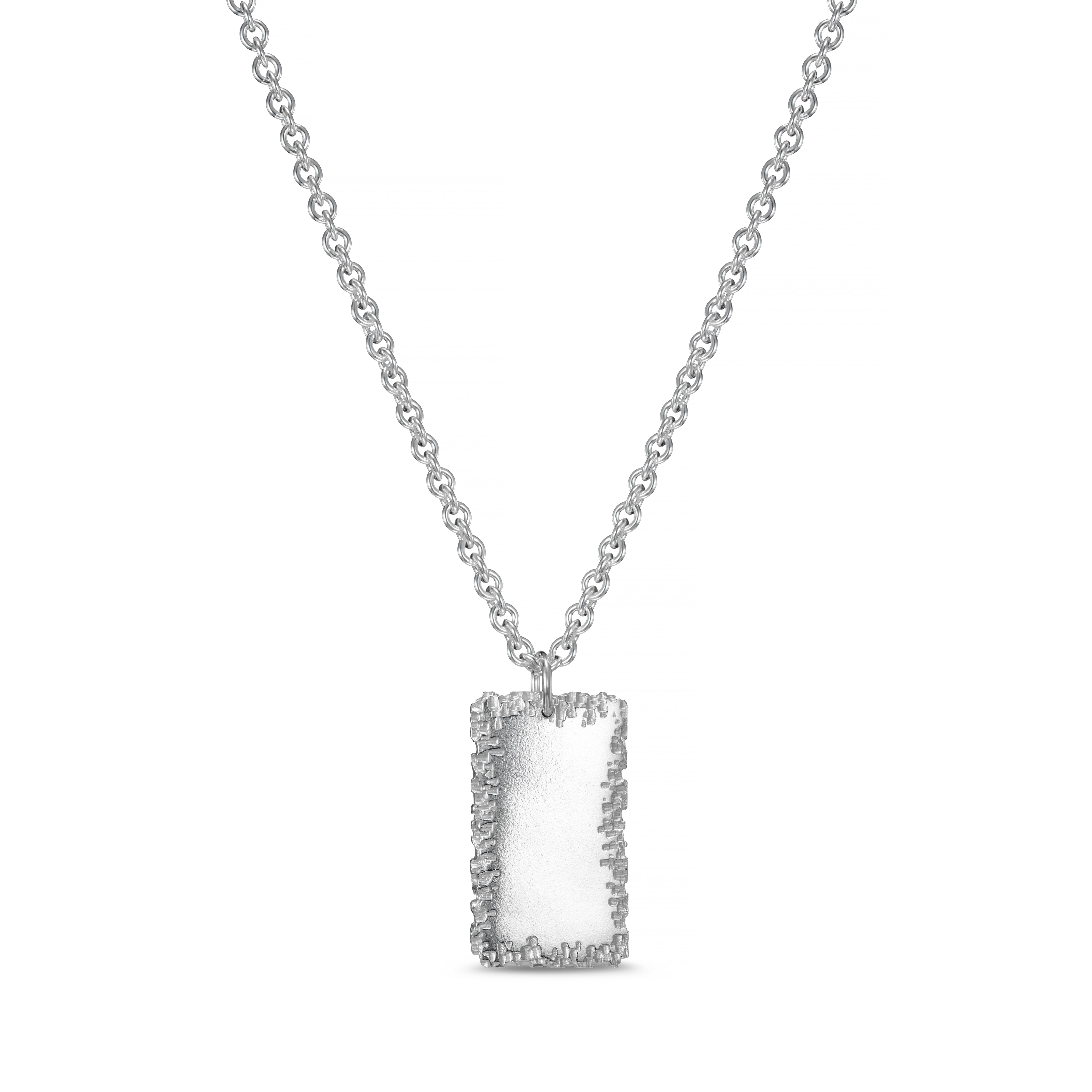 Luna Large Silver Dog Tag Necklace