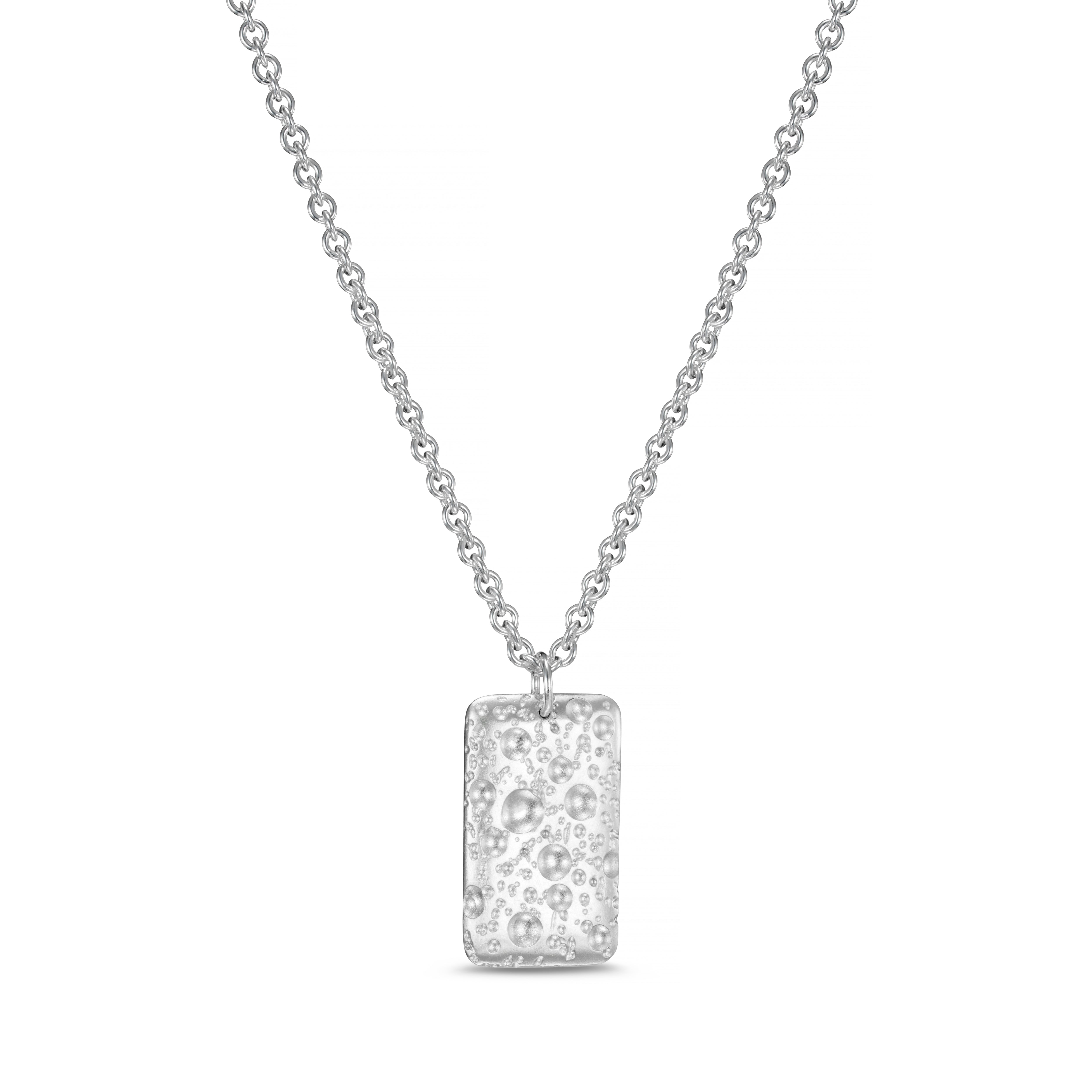 Moon Large Silver Dog Tag Necklace