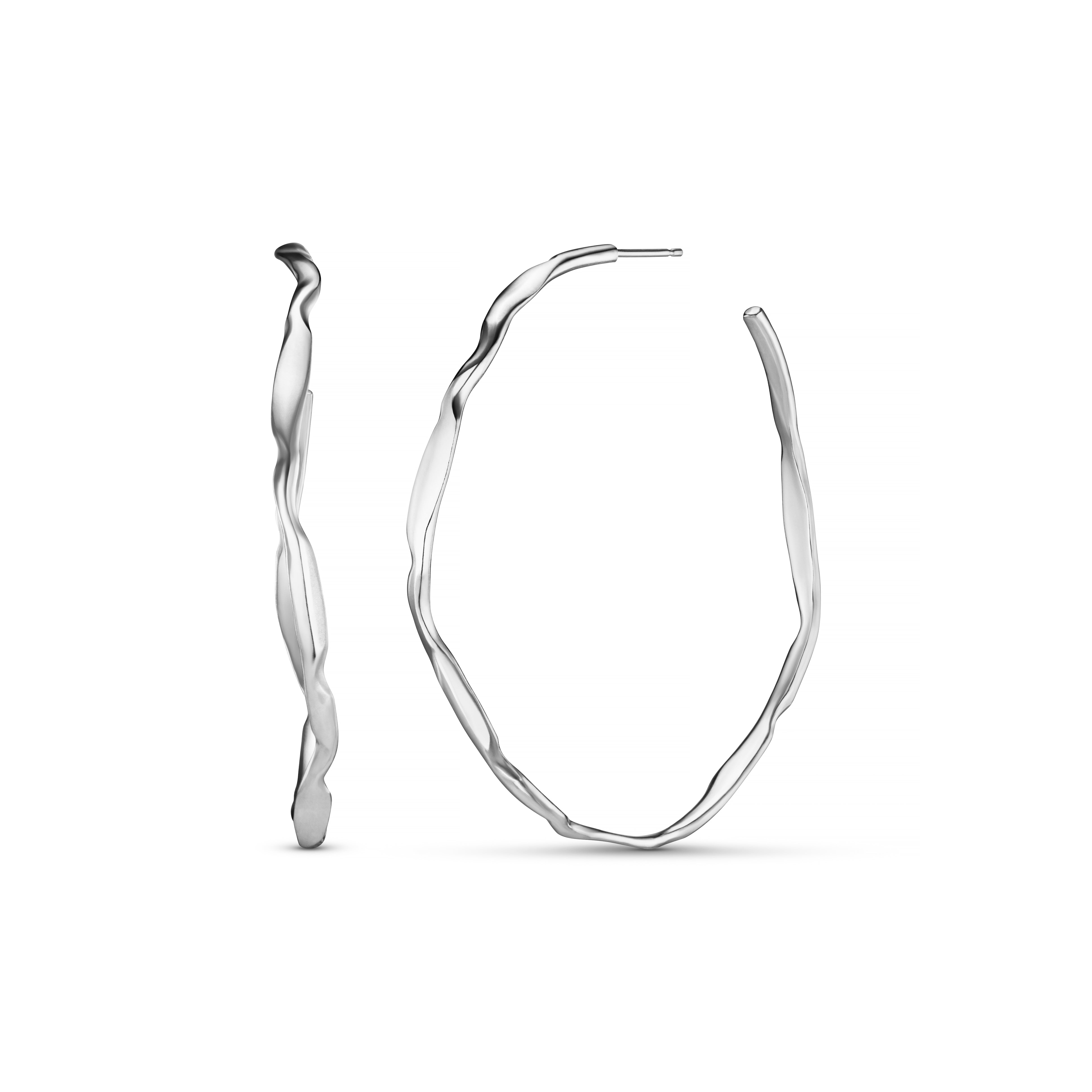 Carved Large Silver Hoop Earrings
