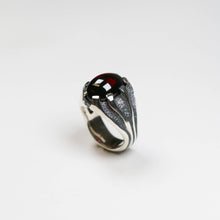 Libertine Silver Heavy Stone Set Garnet Ring