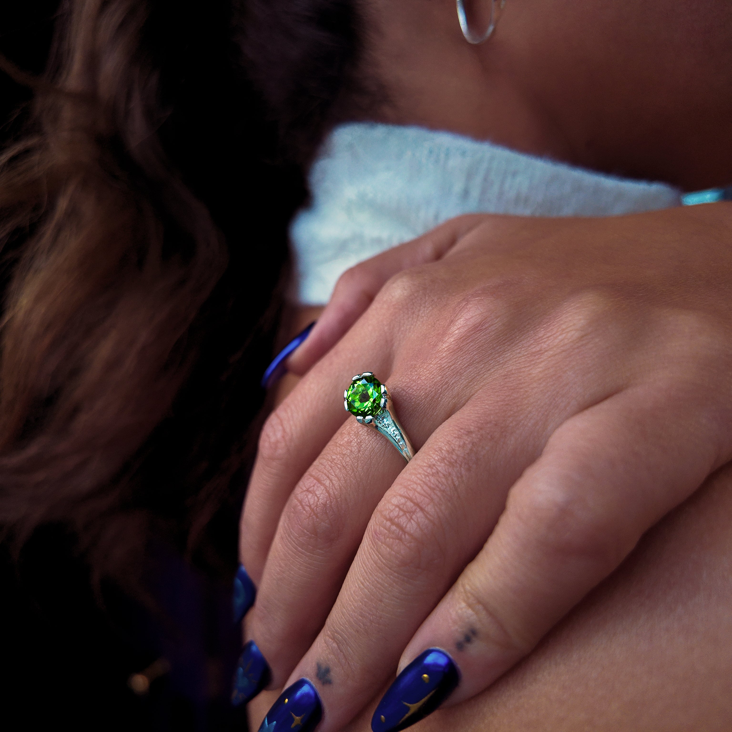 Libertine Silver Round Gemstone Ring