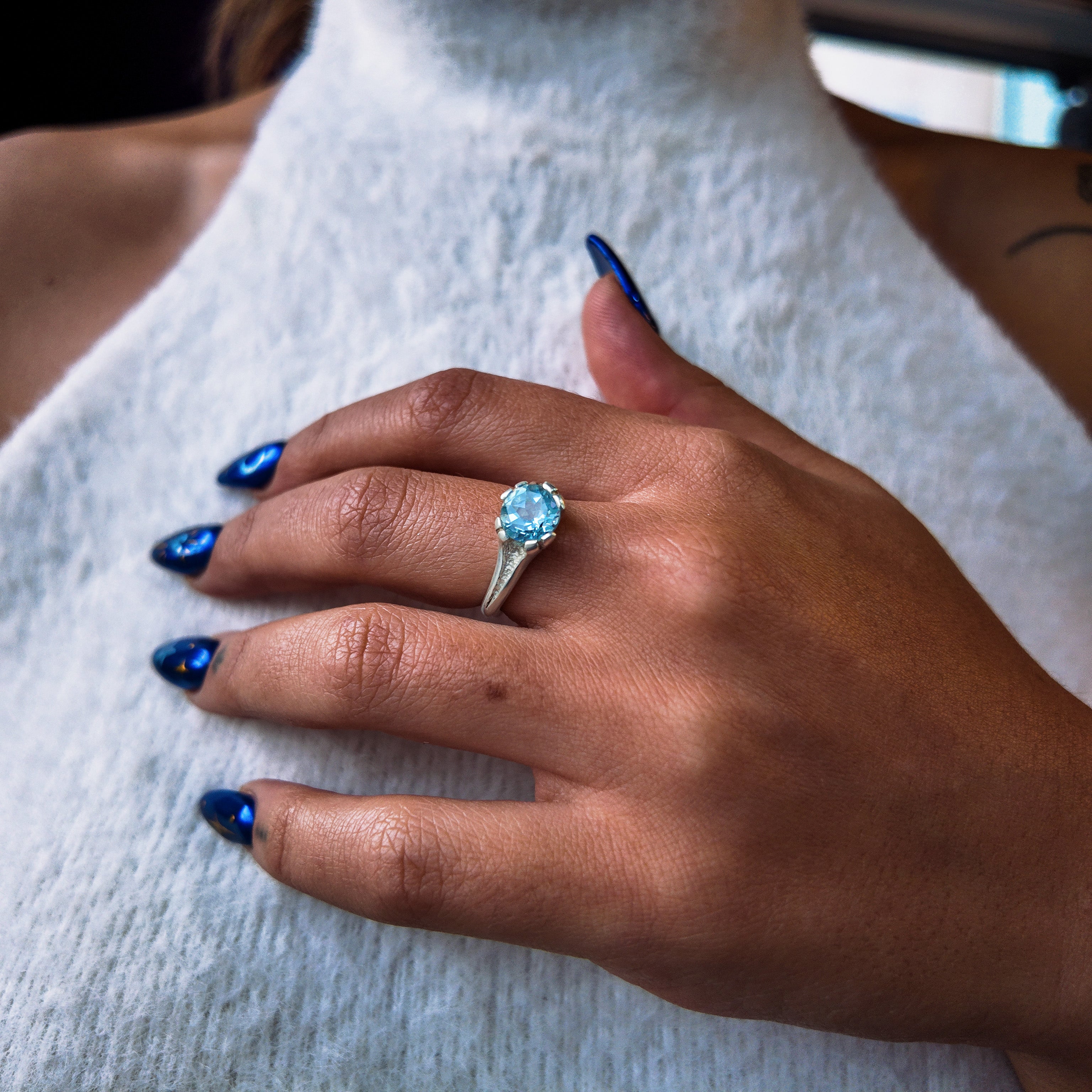 Libertine Silver Round Gemstone Ring