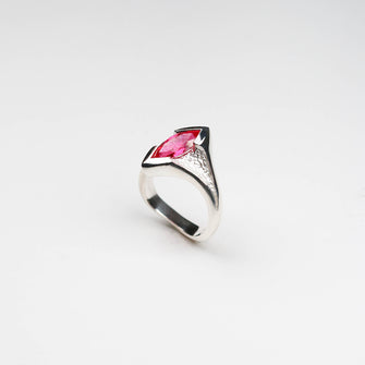 Libertine Silver Ring With Marquise Synthetic Ruby