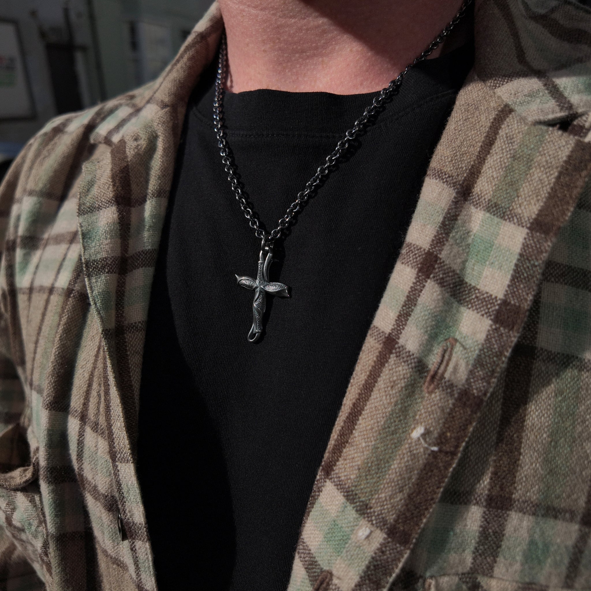 Libertine Large Silver Cross Necklace