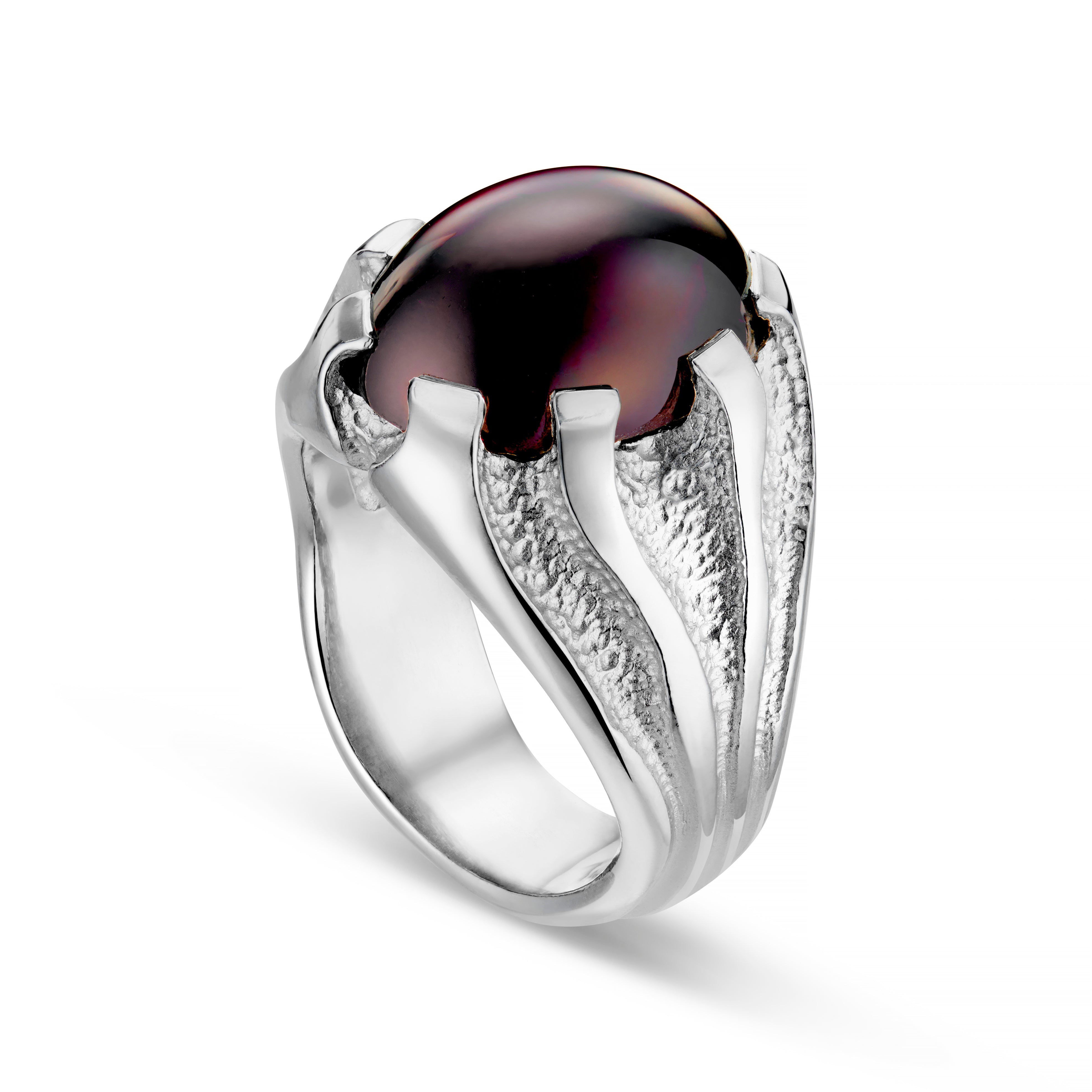 Libertine Silver Heavy Gemstone Set Ring