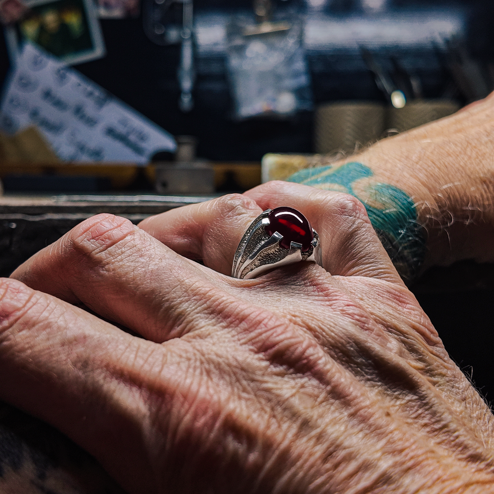 Libertine Silver Heavy Gemstone Set Ring